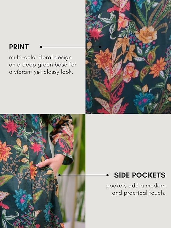Image of GRECIILOOKS Kurta Sets women stylish | Kurta's Set | Woman Ethnic Co-Ord Set | Women's Straight Printed Kurta with Pant | Festive Indian Traditional Outfit Dress for Functions & Puja | 3 /4 Half Sleeve