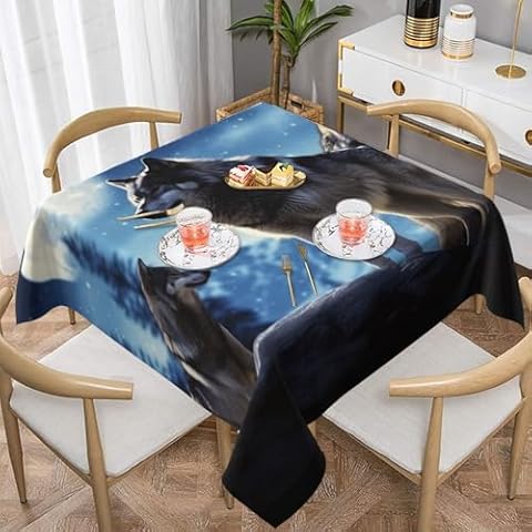 NONHAI Square Tablecloth 54"x54" Waterproof Tablecloth for Dining Table Kitchen Farmhouse Table Cloth Wolfs Wrinkle Free Table Cover for Dining Party Buffet Wedding Cover