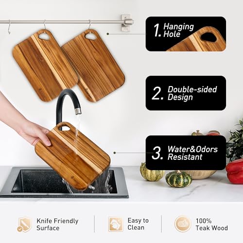 Pack de 2 tablas pequeñas rectangular de madera de teca miniatura 6