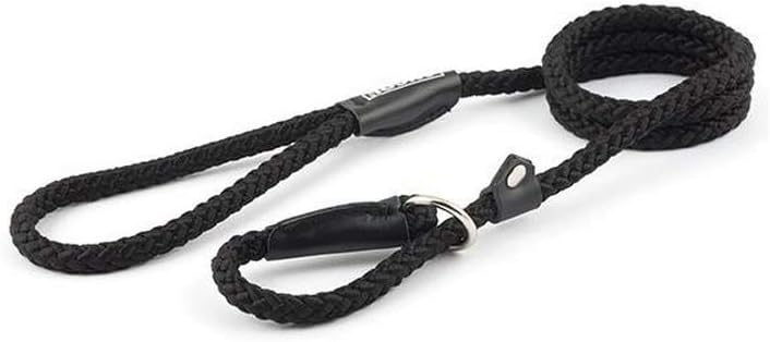 Ancol Heritage Rope Slip Lead Dog Puppy Pet Training Walking Accessory Green Nylon Hand Sewn Leather Ends Weather Proof Strong Durable Lightweight 1.22 m x 10 mm Size 1-3