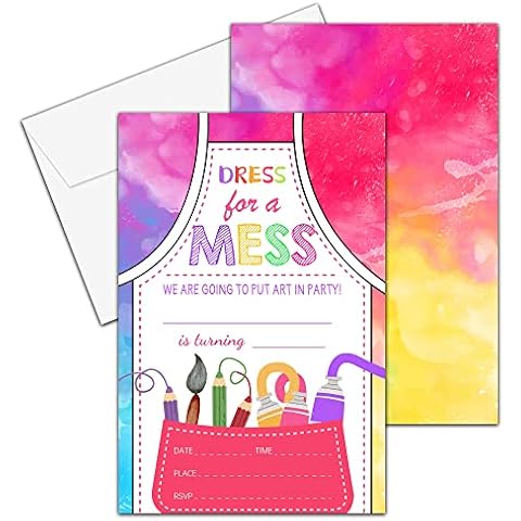 YQV Art Birthday Party Invitations with Envelopes Cover