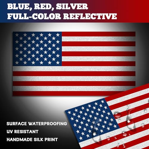 Image of 4 Pcs Reflective American Flag Stickers, 5x3 Inches American Flag Decal, Waterproof American Flag Sticker Decals for Car Bumper, Motorcycle, Truck, Window