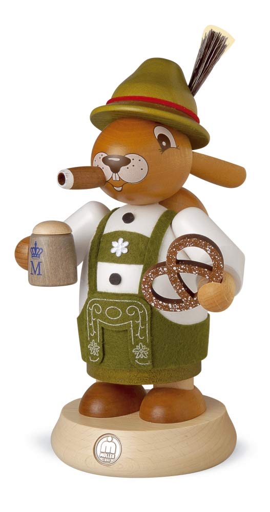 Mueller Räuchermann Osterhase Räucherhase Bayer, 18 cm hoch, original Erzgebirge Seiffen