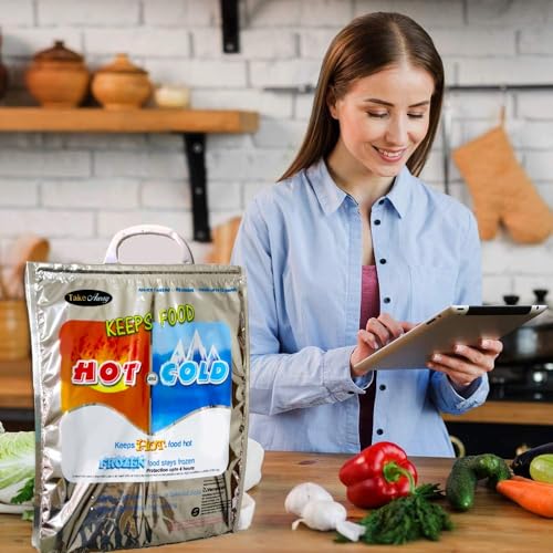 Image of Take Away Hot and Cold Small Bag for Food Storage, Reusable, Thermal,Aluminium Foil (3 Layer Protection, Size -35 x 30 cm) Pack of 1