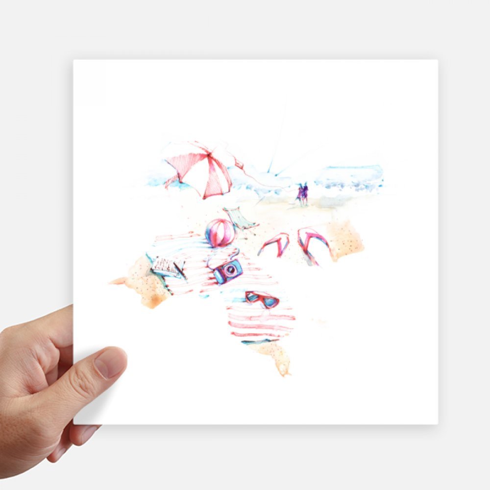 Autocollant aquarelle plage DIYthinker de 20 cm pour valise et mur