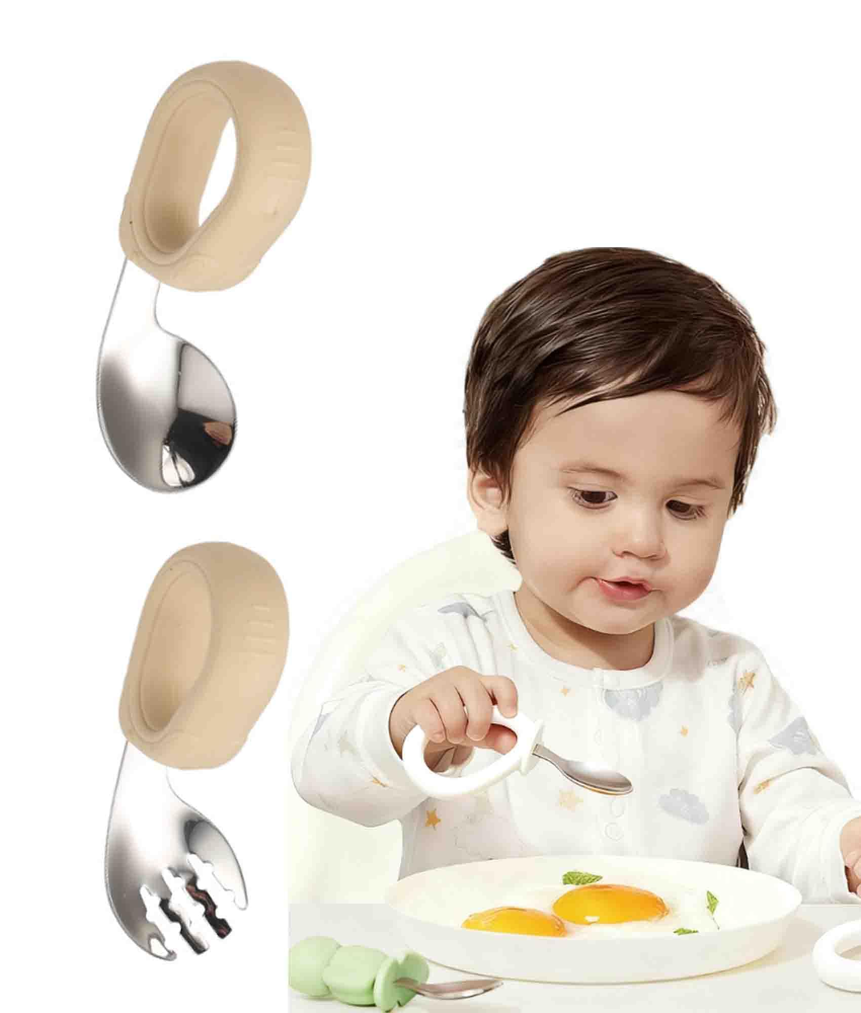 赤ちゃん 離乳食 離乳食 食器 ベビーカト 1歳から 自分で食べたくなる (アプリコット）赤ちゃん スプーン フォーク