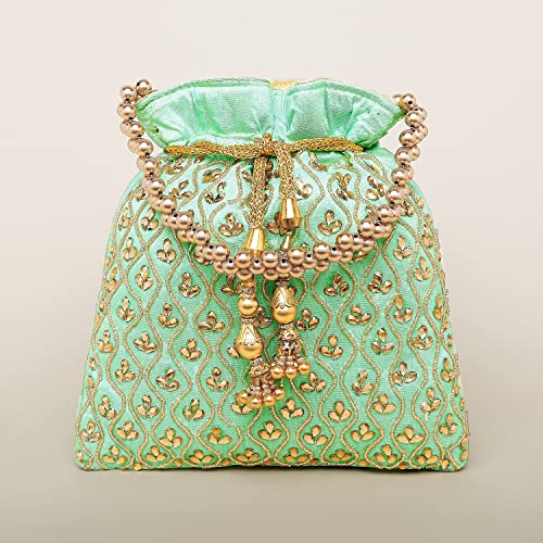 Image of Aheli Potli Purses Gift for Women Handmade Evening Handbag Stylish Bridal Fashion Wristlet
