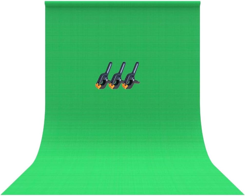 Green Screen Fabric Backdrop 5 x 7 FT for Streaming, Gaming, Zoom, Broadcasting Green Screen Backdrop, Photography Small Photo Green Curtain with 3 Backdrop Clip