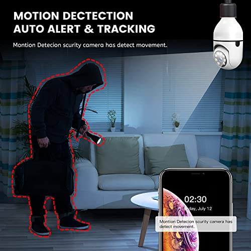 Topiacam 2.4G Wifi Light Bulb Security Camera, 1080P Security Camera Light Bulb Outdoor, Wireless Wifi Security Light Bulb With Camera, Color Night Vision,2-Way Talk,Motion Tracking,Work With Alexa #TOP3