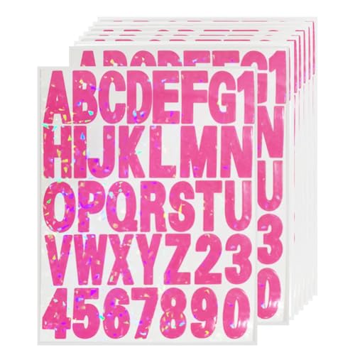 Starboling Letter Stickers,2 inch 8 Sheets Rose red Alphabet Sticker,Self Adhesive Vinyl Letter Stickers Mailbox Numbers,for Arts Crafts Outdoor Sign Poster Mailbox Sign Doors Mailboxes Car Truck