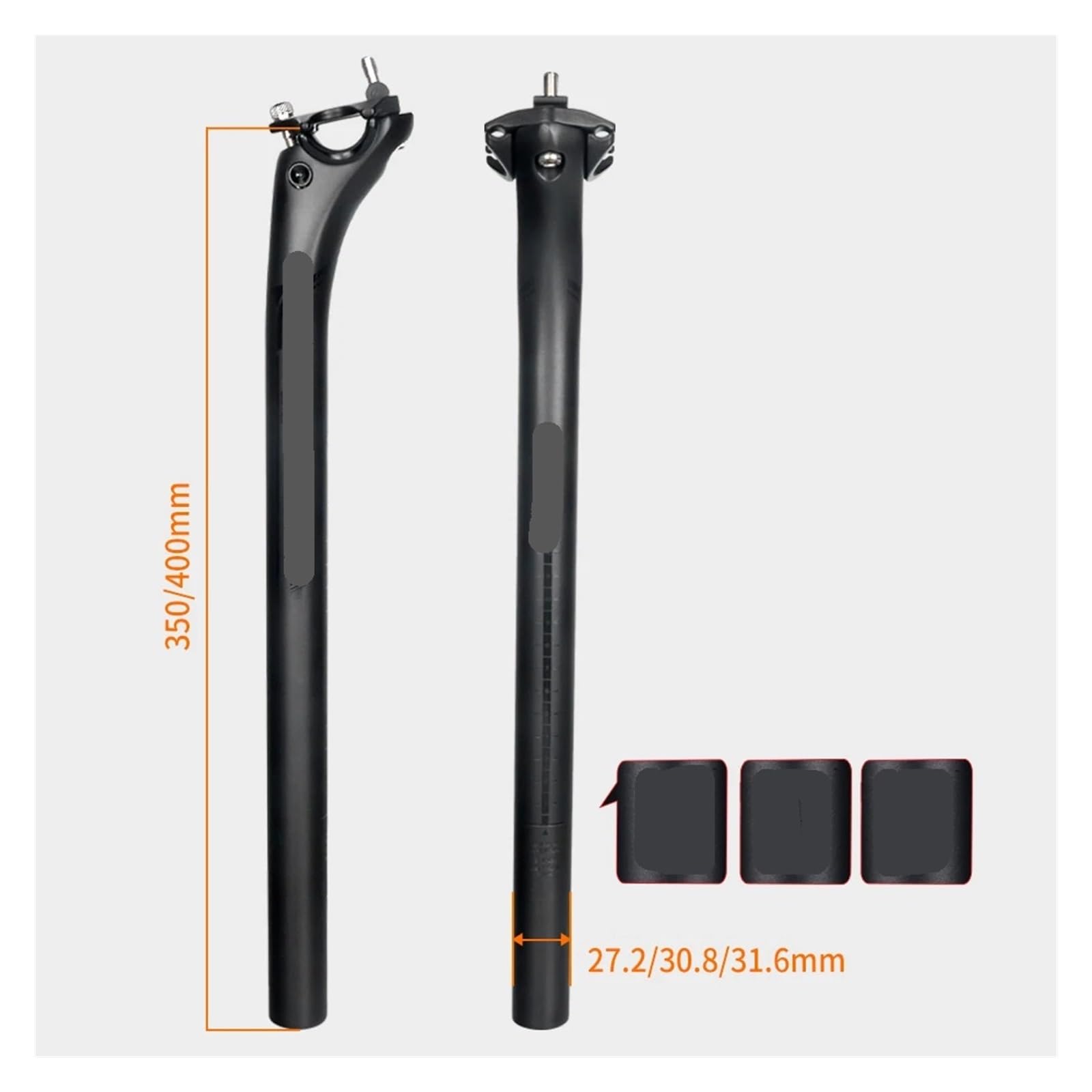 Reggisella 27.2 31.6mm Lunghezza 400mm Nero Opaco Bici da Strada Tubo Parti di Biciclette