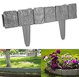 SurePromise One Stop Solution for Sourcing 10M Rasenkante Grau in Steinoptik 40 Stück Beeteinfassung Beetumrandung Randsteine aus Kunststoff Mähkante Erdspieß Palisade Garten Gartenzaun 25x 23cm