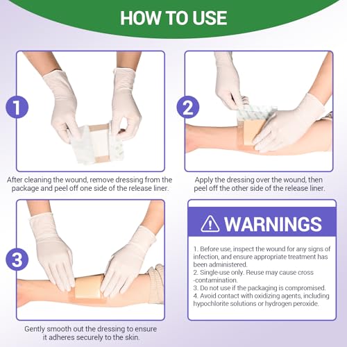 VitaFoam Silicone Foam Dressing 2\" x 2\" with Border, High Absorbency Wound Bandage, Gentle Adhesion, Soft Breathable Silicone Bandages for Wound Care, Pack of 10