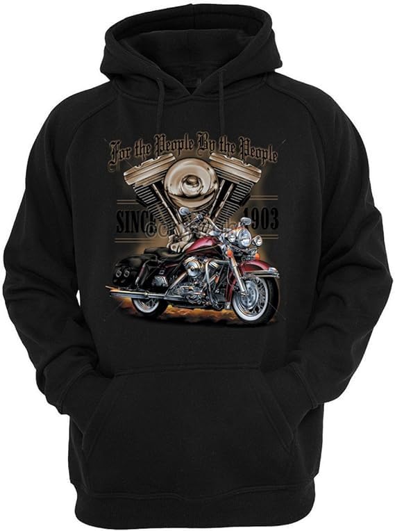 Biker for The People Since 1903 Hoodie Biker Black Hooded Sweatshirt