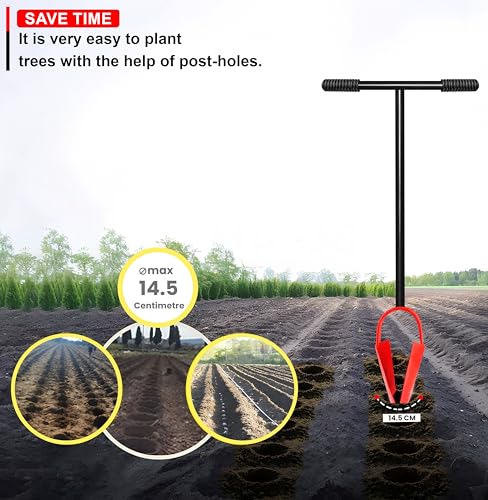 Image of DVI Heavy Duty Steel Post Hole Earth Auger With Long Handle | Quick Digging for Lawn and Yard | Garden Hand Auger | High Carbon Steel Handle (Multicolor)