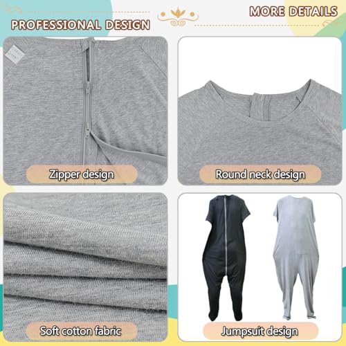 Image of Unisex Anti-Strip Adaptive Jumpsuit with Back-Zipper,One-piece Short-sleeved Trousers,Suitable for Seniors,Incontinence Care,Dementia Patient,Alzheimer's Patients