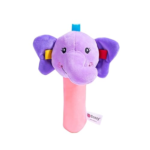 Jollybaby Sonajeros de mano de dibujos animados para bebé, juguete de peluche para 0, 3, 6, 9 meses, sonajero de peluche suave para niñas y niños