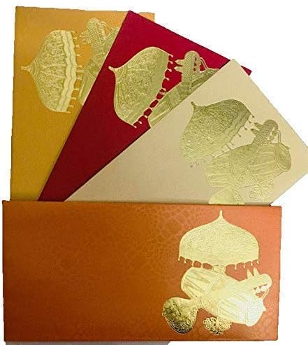 INDOGIFTS Gold Printed Shagun Envelopes (Assorted Colour) - Pack of 40