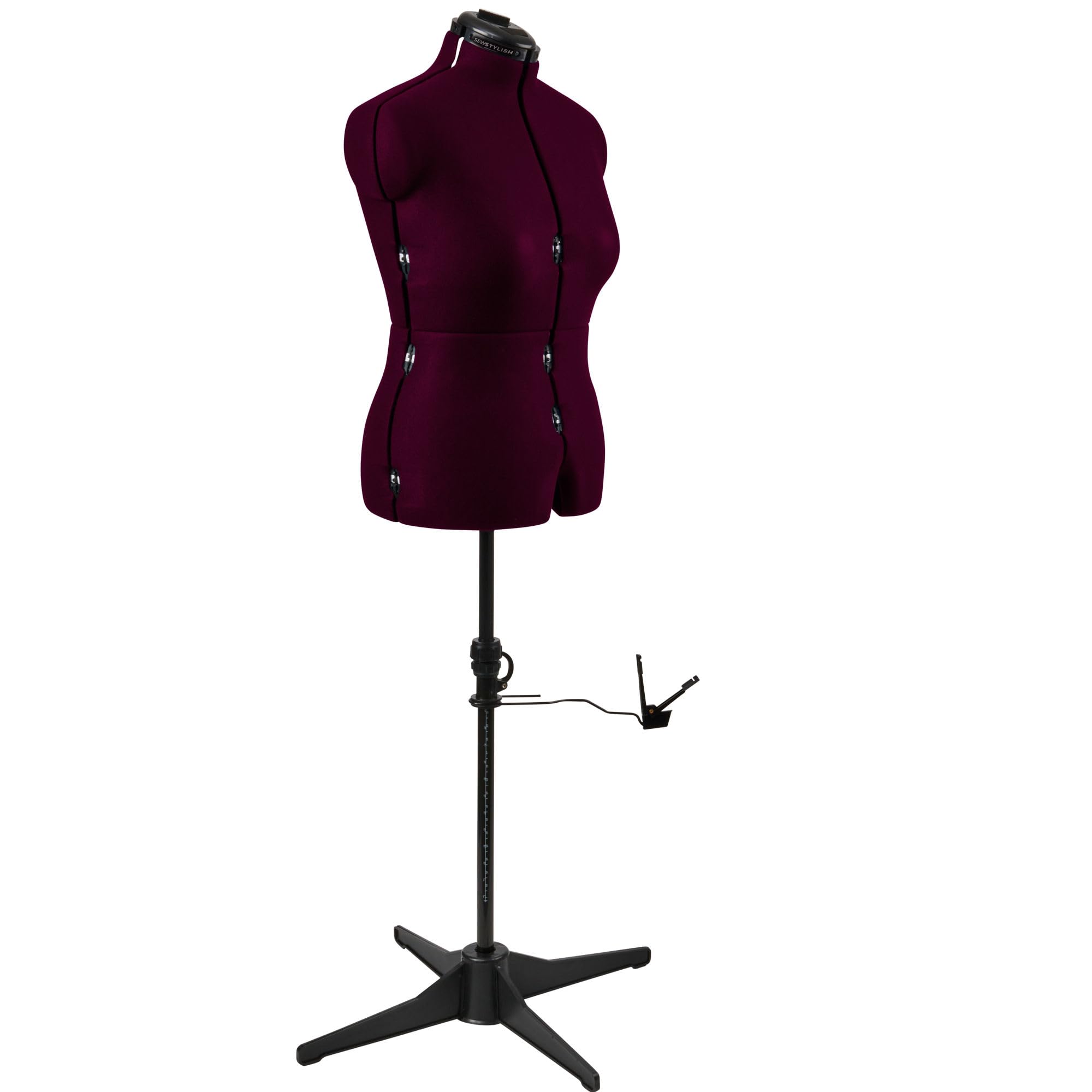 Sewing Online Adjustable Dressmakers Dummy, in Wine Fabric with Hem Marker, Dress Form Sizes 16 to 22 - Pin, Measure, Fit and Display your Clothes on this Tailors Dummy - 023817-WINE