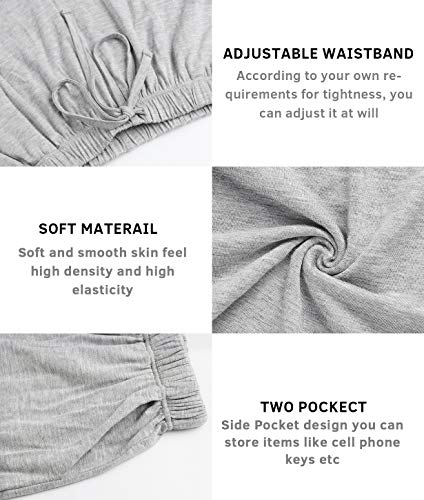 Amvelop Women Pajama Bottoms Sleep Shorts With Pockets Grey M #TOP4