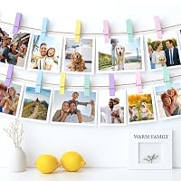 jijAcraft Pastellfarbene Holz Wäscheklammern 7cm: Groß Holzklammern für Fotos Aufhängen, 50 Stück Fotoklammern mit 10m Juteschnur für Kinderzimmer-Deko, Frühlingsdeko, Baby Shower – Ansicht 7