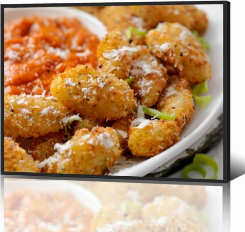 Parmesan and Herb Crusted Fried Gnocchi Black Framed Canvas Wall