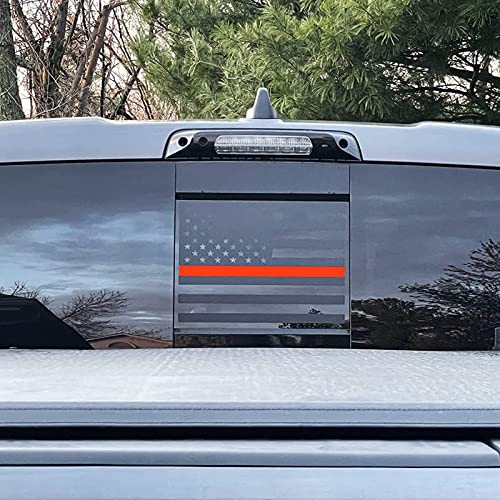 Image of Xinghe for Nissan Frontier 2013-2026, American Flag Decals for Truck Back Middle Window (Matte Black Thin Red Line, for Nissan Frontier 2013-2026)