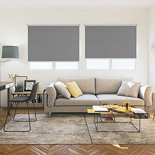 Blackout Shades Roller Shade Window Blinds, Black Out 99% Light & Uv, Thermal, Cordless And Easy To Pull Down & Up, Gray, 34" W X 72" H #TOP5
