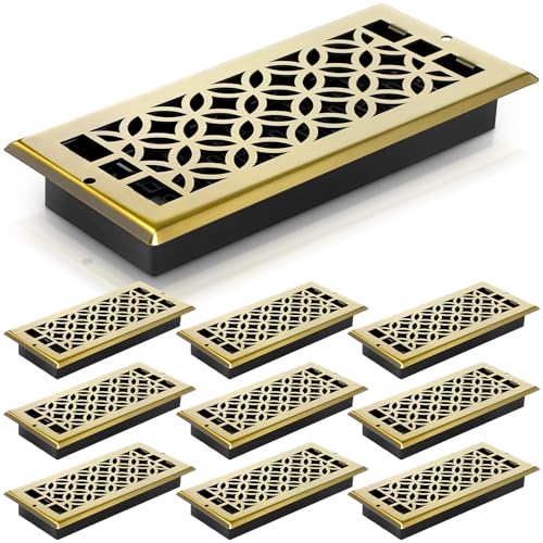 Image of 10 Pack 4x10 Inch Heavy Duty Walkable Floor Register, Adjustable Airflow Decorative Floor Vent Covers Steel Vent Registers with Screws for Home and Shopping Mall (Bronze)