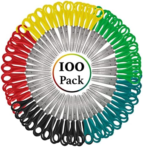 Scissors Bulk 100 Pack of Kids Scissors Bulk 5 Inch Blunt Tip Safety Classroom Scissors Perfect for School & Crafts