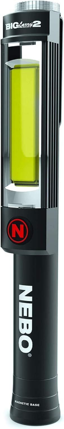 NEBO 500 Lumen Work Light: 200 Lumen Top Positioned Flashlight, Anodized Aircraft-Grade Aluminum Body; Steel Clip and Magnetic Base Provides Hands Free Operation; Powered by 3x AAA Batteries - Grey