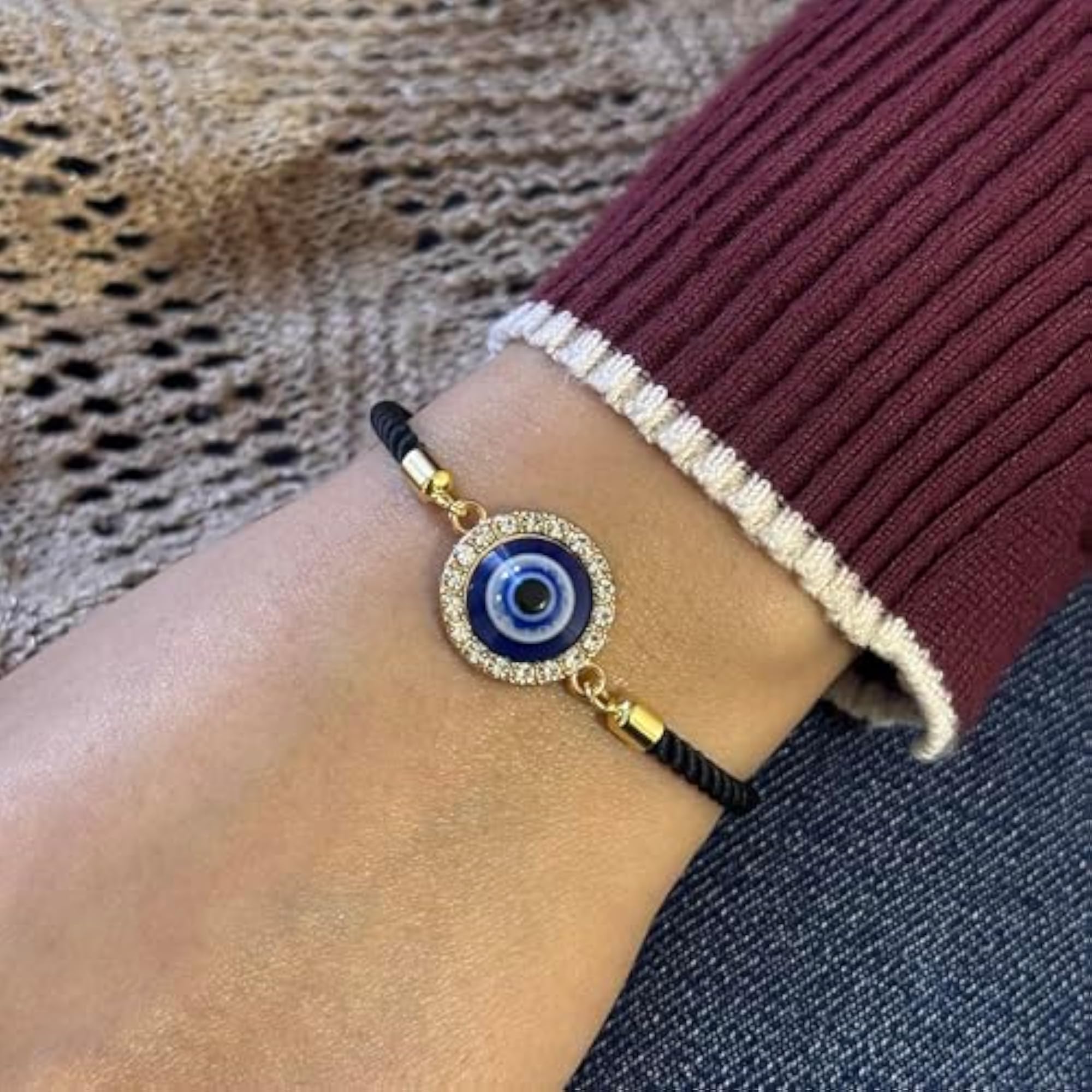 Nylon Evil Eye Bracelet, Adjustable Rakhi Gift