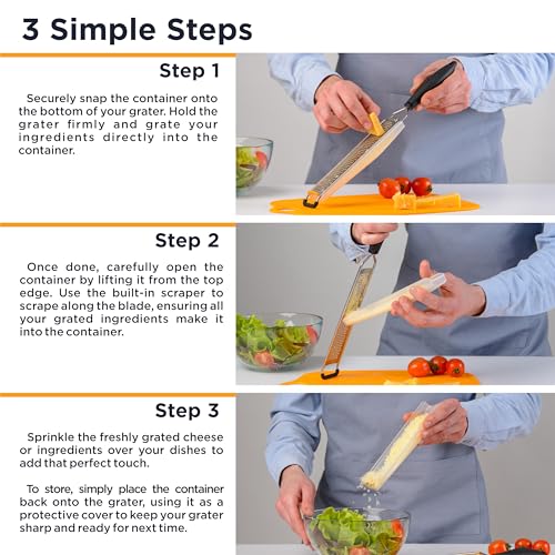 image for Deiss LUX Fine Grater & Lemon Zester, Parmesan Cheese Grater Handheld 