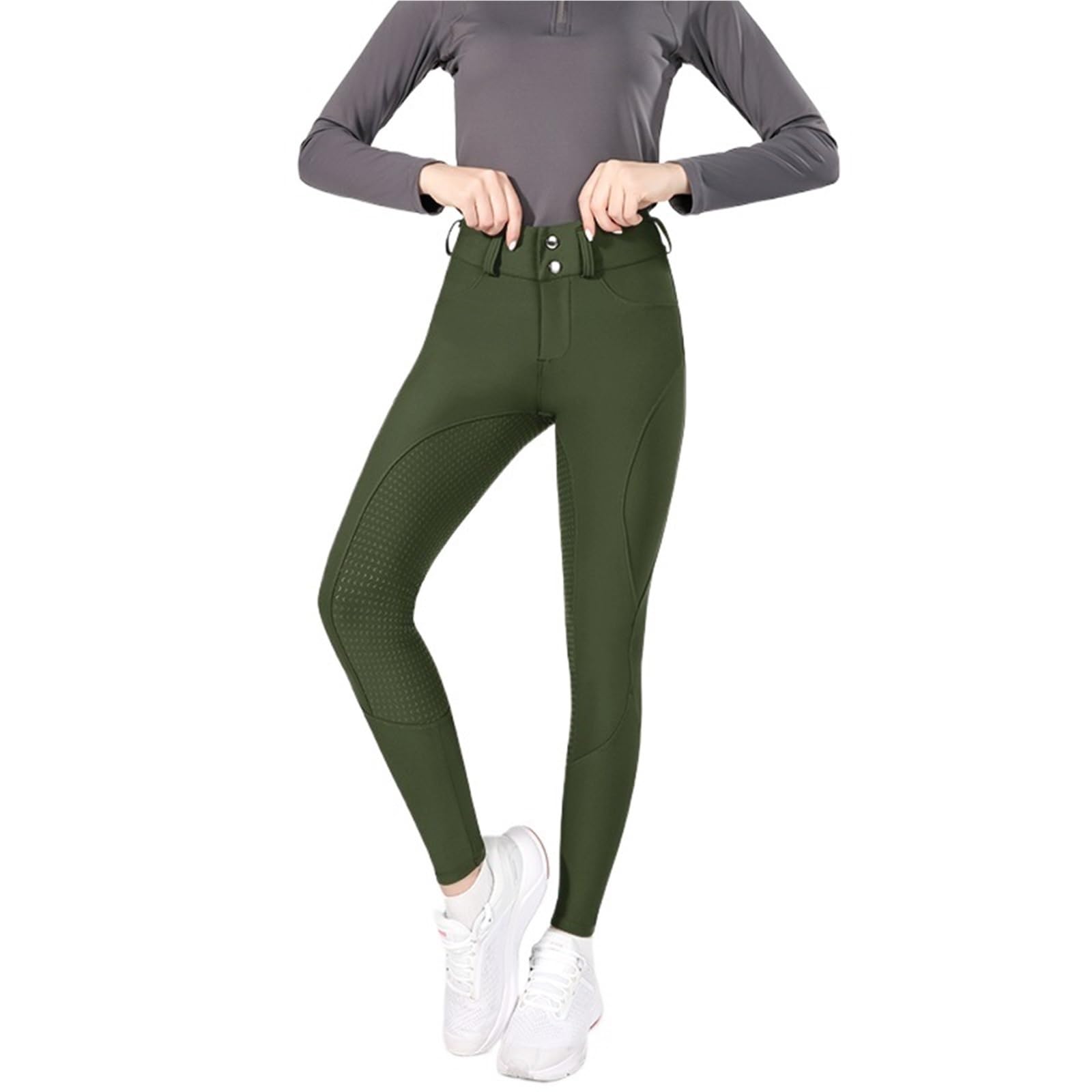 Pantalones Montar a Caballo Mujer Pantalones de equitación con Cremallera y Botones for Mujer, Mallas ecuestres, Deportivas competición(Dark Green,M)