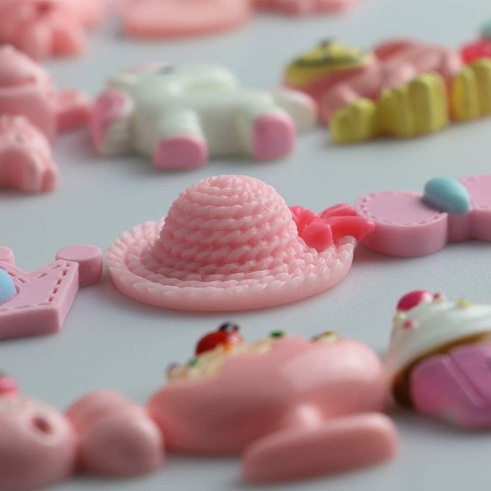 Ardest 50pcs Selected Decoden Doodads DIY Crafting Embellishments Resin Flat Backs Charms Jewery Cards Making Kit/Set Slime Charms Bath Bombs Cabochons Scrapbooking Deco School Projects Hair Bows