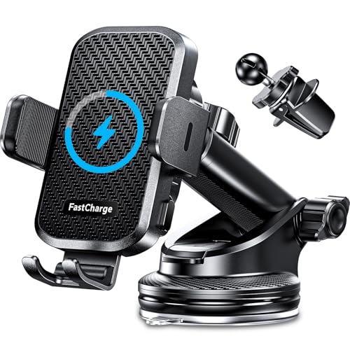 CHGeek Wireless Car Charger with Phone Holder Mount, 15W Fast Charging Auto Clamping Phone Holders for You Car Windshield Dashboard Air Vent Accessories for iPhone, Samsung Galaxy, Google, etc by CHGeek - Used condition - US$22.33