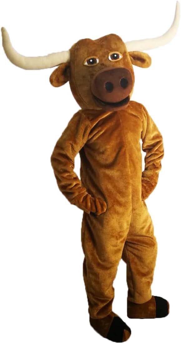Longhorn cattle Mascot Costume Adult Size for Men & Women with Built-in Fan Inside the Head