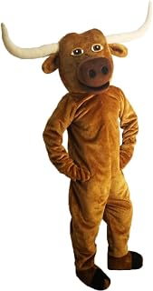 Longhorn cattle Mascot Costume Adult Size for Men & Women with Built-in Fan Inside the Head