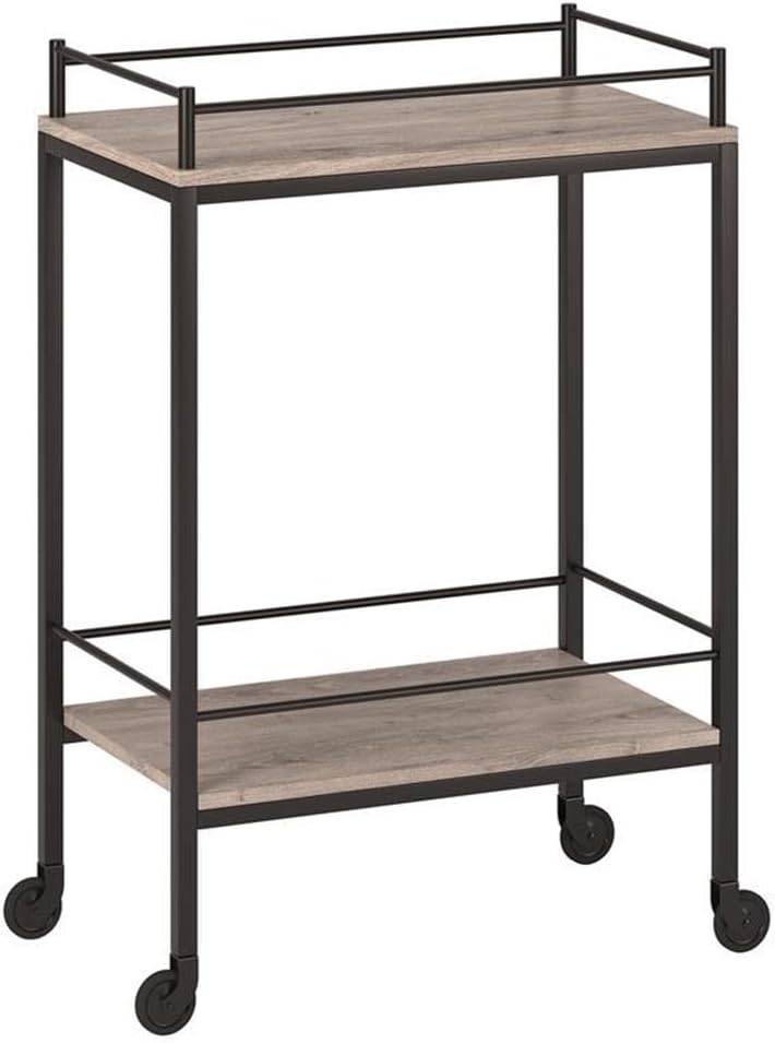 Barnes 23.5'' Wide Rectangular Bar Cart in Antiqued Gray Oak