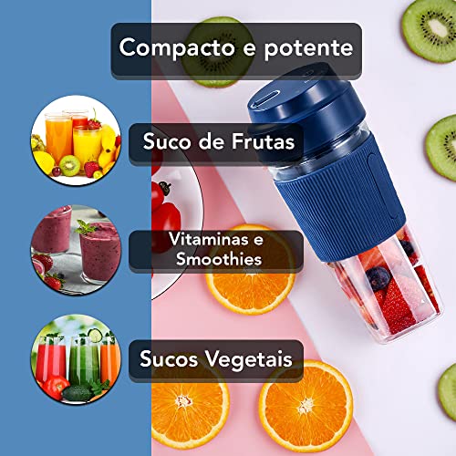Mixer Portátil, Mini Liquidificador Portátil, Coqueteleira Elétrica Sem Fio Recarregável, Processado