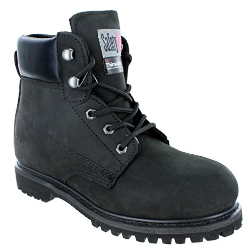 Safety Girl GS005-Black-6M Insulate Work Boot II- Black Steel Toe 6M, English, Capacity, Volume, Leather, 6M, Black ()
