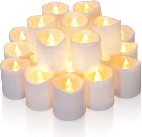 Miniatura 19 de Homemory Paquete de 24 velas votivas LED sin llama, temporizador de larga duración, funciona con pilas, con temporizadores, 6 horas de encendido