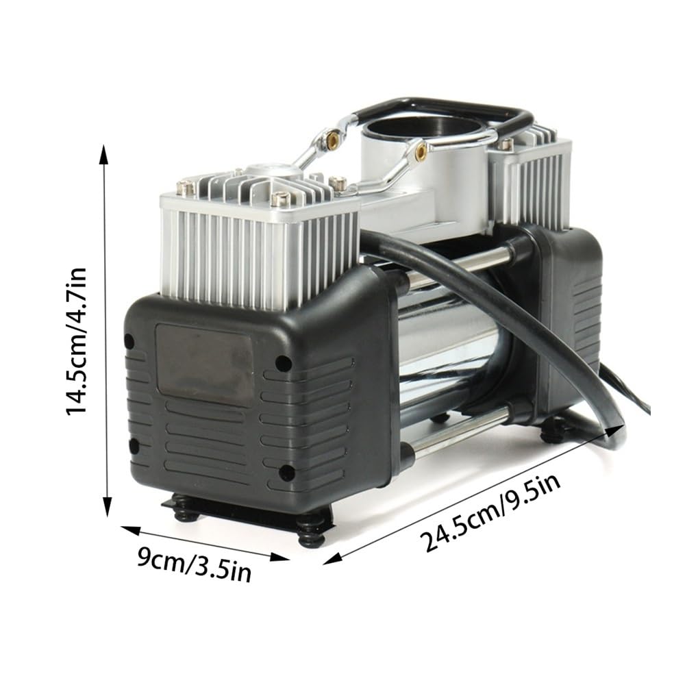 150PSI 12V przenośna sprężarka powietrza do opon samochodowych - 60L/min wytrzymała pompa dwucylindrowa z cyfrowym wskaźnikiem, zestaw do pompowania opon 4WD do SUV-ów, ciężarówek, motocykli, row