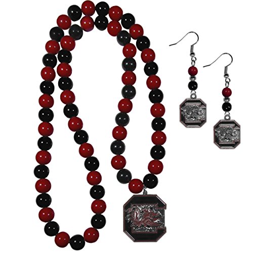 NCAA Siskiyou Sports Womens South Carolina Fighting Gamecocks Fan Bead Earrings and Necklace Set One Size Team Color
