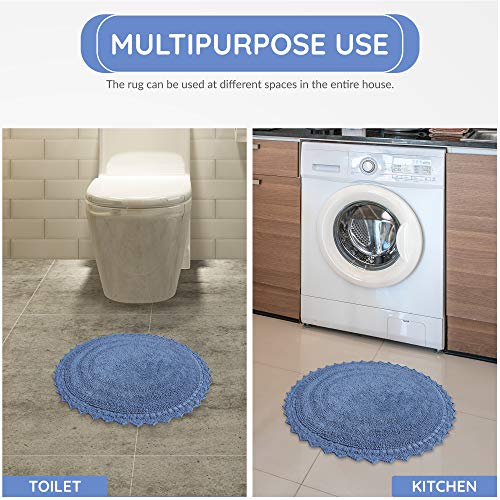 Oceaanblauw Ronde Badmat 24 Inch Grote Katoenen Badkleed Voor Keuken Woonkamer Zachte En Dichte Stapel Hoofd Shabby Chic… - Image 6