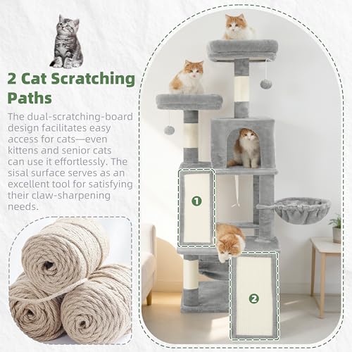 Image of Gitelsnour Cat Tree Tower Multi-Level with 2 Scratching Boards, GCT022W