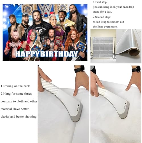 Image of Wall Decor Backdrop for Wresting Themed Decorations, Wresting Banner for Birthday Party Supplies (5x3ft)