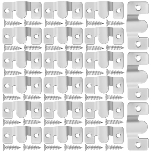 Image of Flush Mount Bracket 20 /30PCS Stainless Steel Hooks for Wall-Mounted Picture Frames, Mirrors, and Hanging Hardware(30 Silver Small)