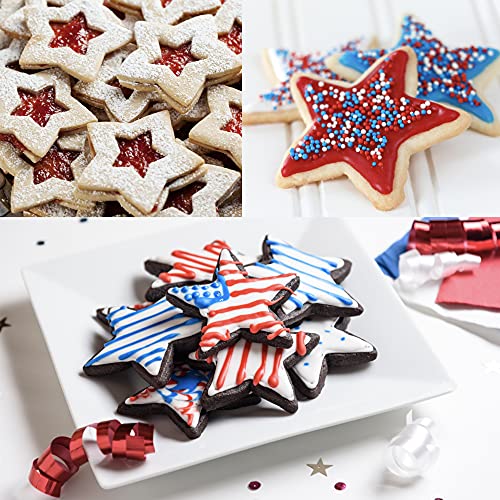 Cookieque 5-Piece Star Cookie Cutters,0.4Mm Thickness Heavy Duty Food-Grade Stainless Steel, Biscuit Cutter,Metal Cookie Cutters,Unique Design With Protective Red Top Pvc. #TOP5
