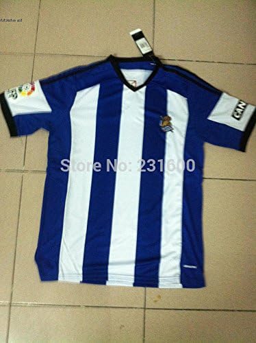 Amazon Co Jp しい15レアル ソシエダホームサッカーユニフォーム14 15レアル ソシエダ青 白のストライプのサッカーシャツタイの品質 Blue White Stripe S ファッション